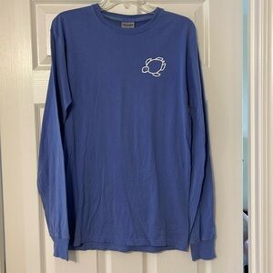 Shelly Cove Save the Turtles Long Sleeve T Shirt Dusty Blue Floral